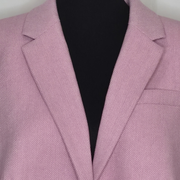 J. Crew Factory Women's Pink Herringbone Wool Blend Schoolboy Blazer - Size 22 - Picture 6 of 15
